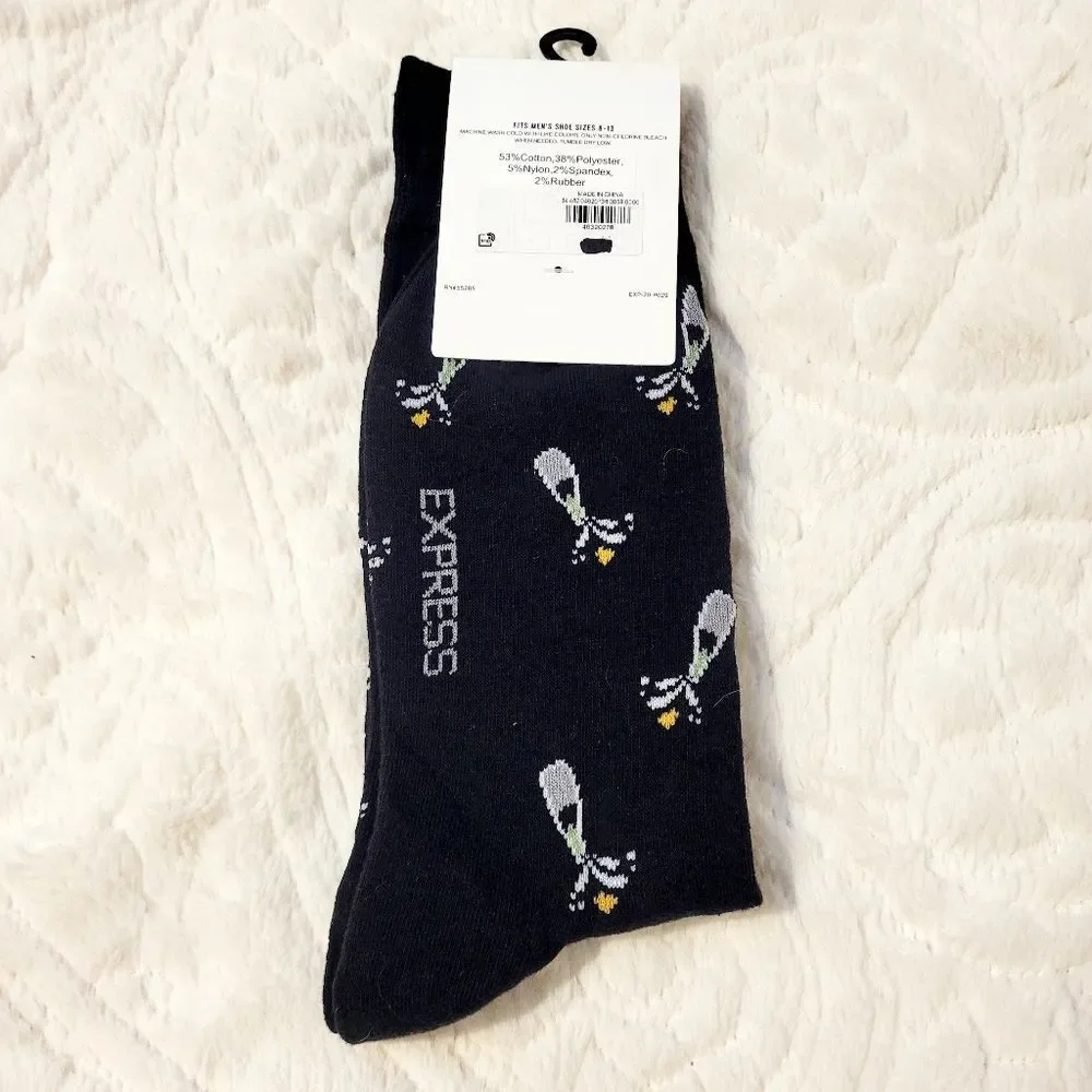 Express Champagne Bottle Dress Socks Wedding OSFM 8-13 Shoe Size New OOS